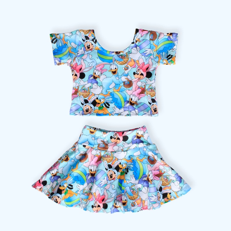 Easter Set bummie skirt and crop top , Easter Bummies , Easter Skirt ,Disney Bloomers,Baby Bummies,Print Diaper Cover, Easter Clothes