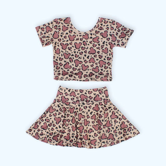 Cheetah Skirt And Crop Top, Baby Girl Bummies,Print Bummies, Animal Print,Baby Bummies, Animal Kingdom Outfit, Girl safari top and skirt set