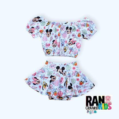 Set bummie skirt and off shoulder top, Baby Girl Bummies,Print Bummies,Disney Bloomers,Baby Bummies,Print Diaper Cover,Baby Shorts, Bloomers